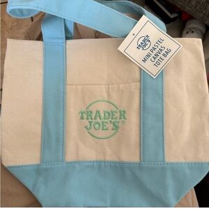 Trader Joe's Mini Pastel blue Canvas Tote Bag